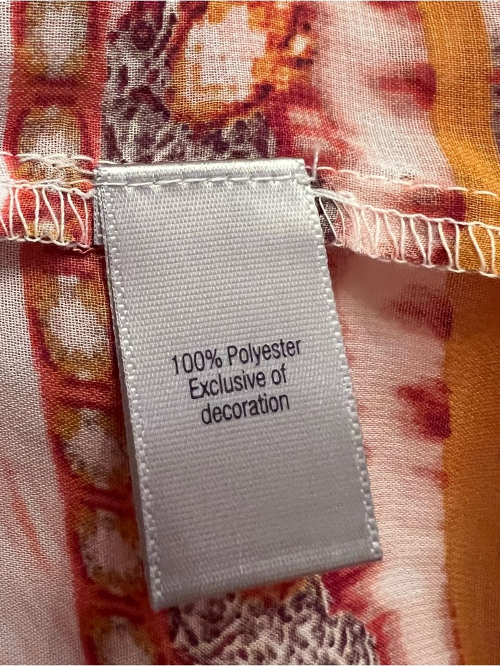 NWT- Jennifer Lopez White Tunic with Coral and Brown Floral Border size 2X - Picture 9 of 12